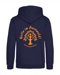 Hoodie blau mit orangem Aufdruck