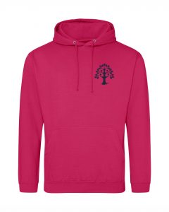 Hoodie pink mit blauem Aufdruck