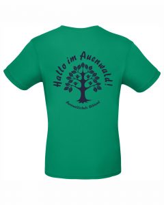 T-Shirt grün mit blauem Aufdruck
